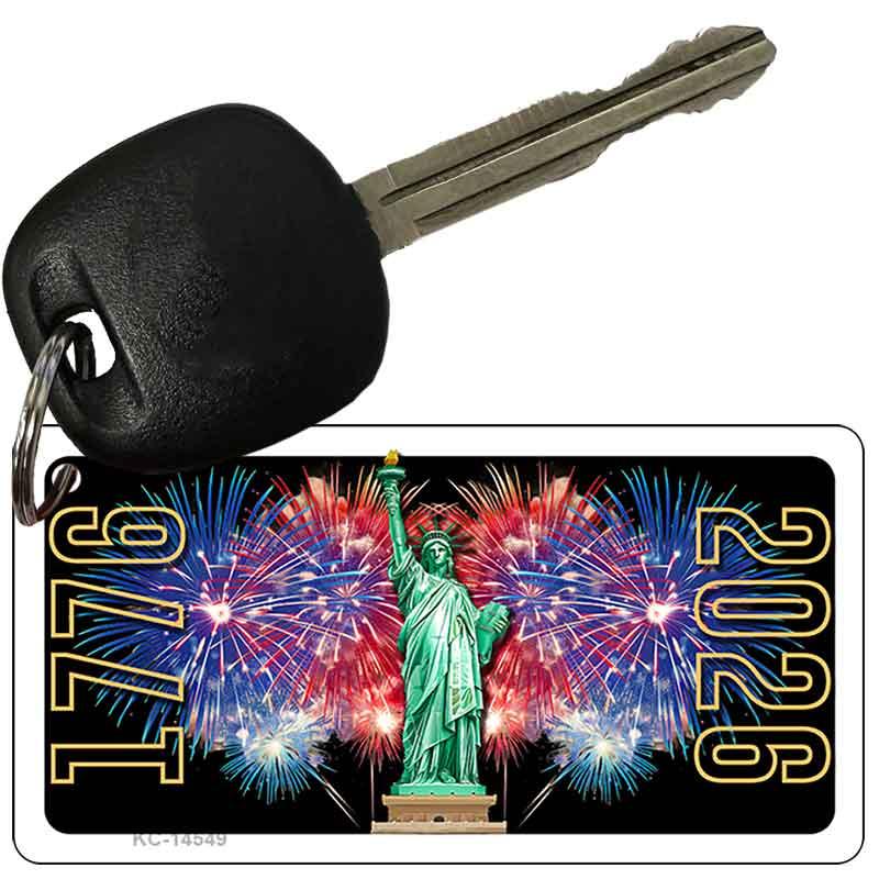 Lady Liberty Fireworks Novelty Aluminum Key Chain KC-14549 2.25" x 1.125" Key Chain (KC)