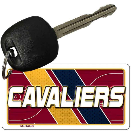 Key with a 'Cavaliers' keychain on a white background