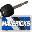 Key with a 'Mavericks' keychain on a white background