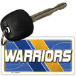 Key with a 'Warriors' keychain on a white background