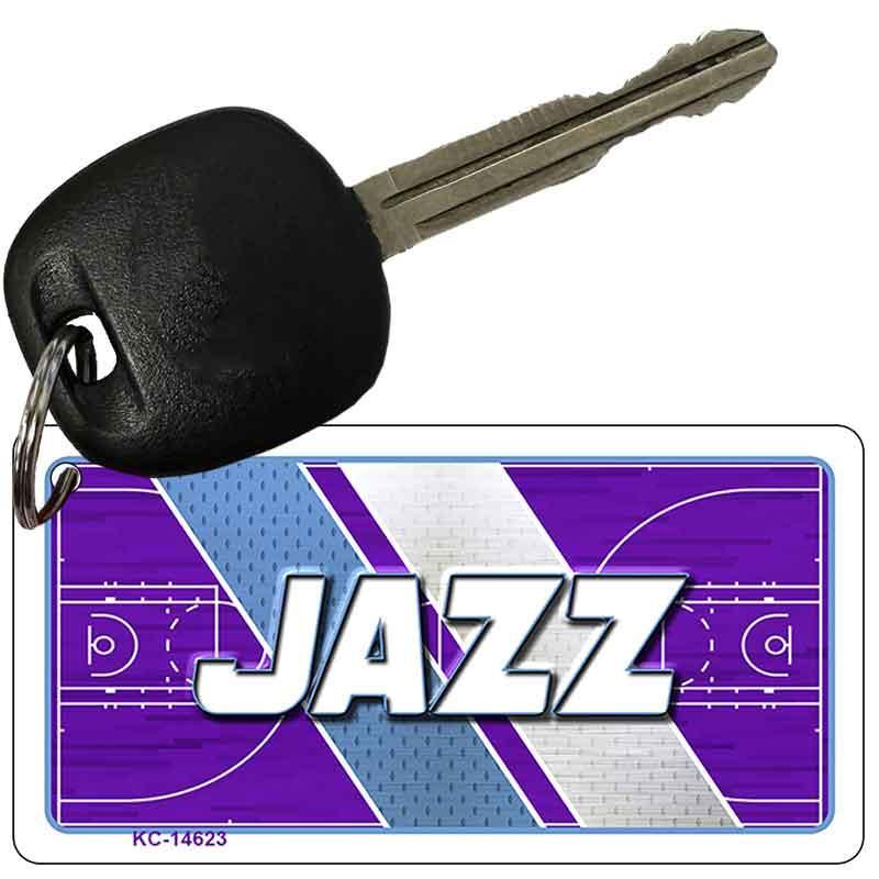 Key with a 'Jazz' logo keychain on a white background