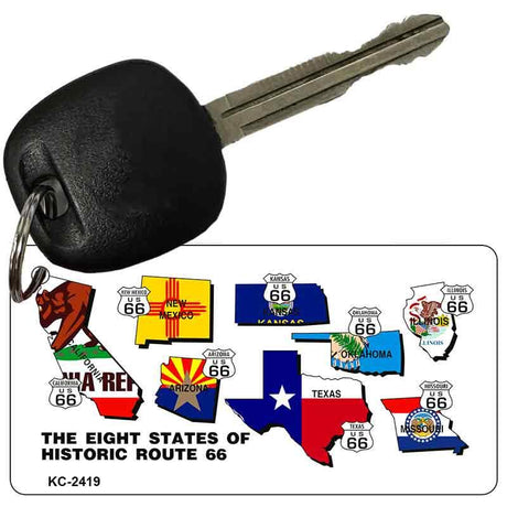 Eight States Route 66 Novelty Aluminum Key Chain KC-2419