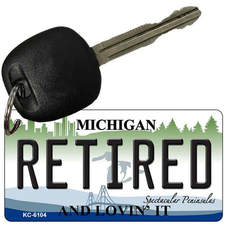 Retired Michigan State License Plate Tag Novelty Key Chain KC-4754