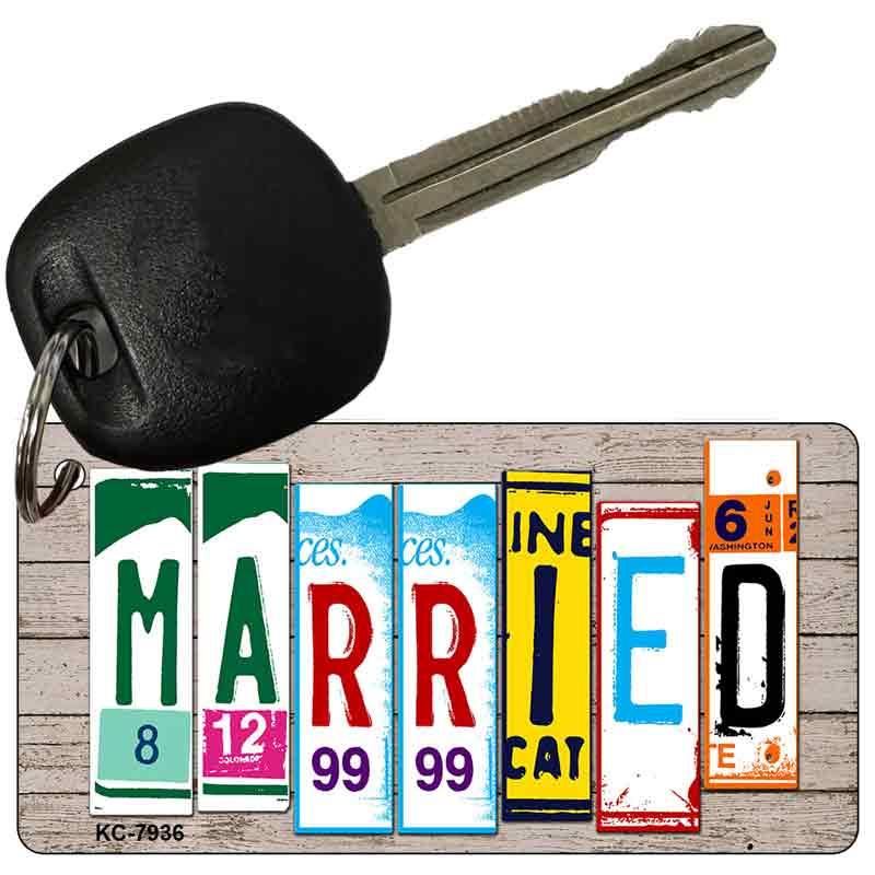 Married Wood Cut Letter Novelty Aluminum Key Chain KC-7936