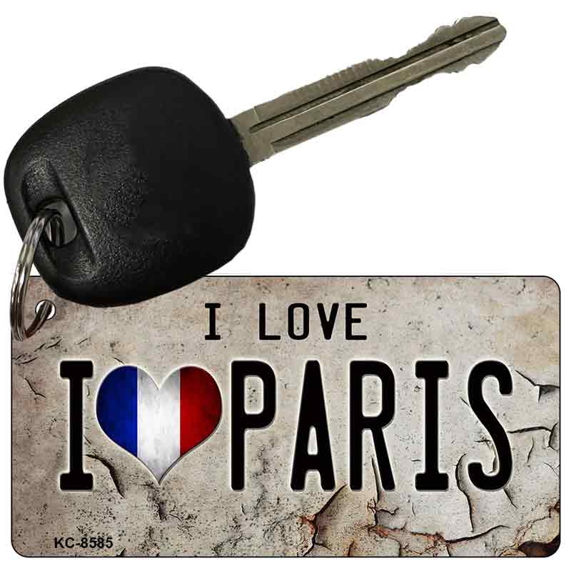 I Love Paris Novelty Metal Key Chain KC-8585 2.25" x 1.125" Key Chain (KC)