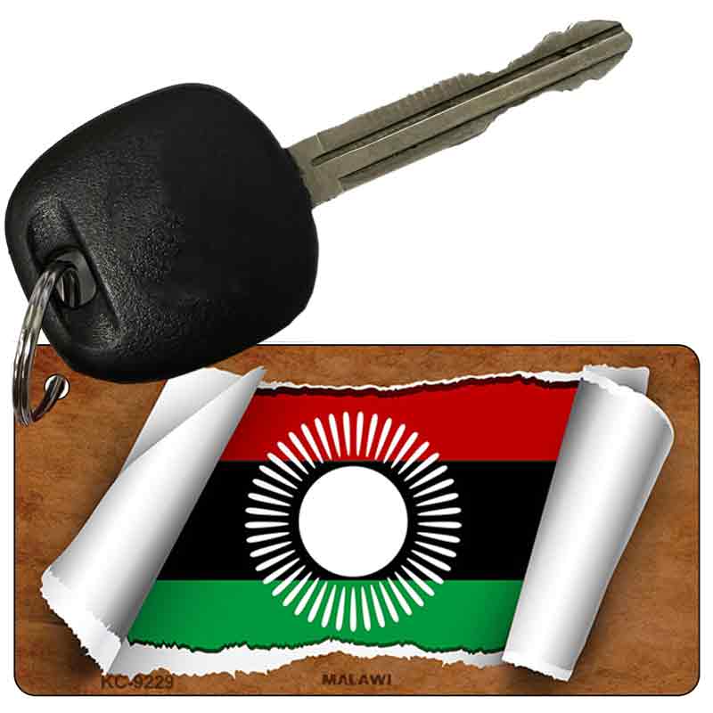 Malawi Flag Scroll Novelty Aluminum Key Chain KC-9229