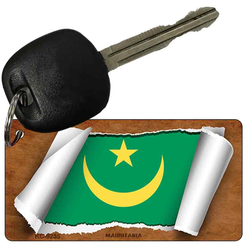 Mauritania Flag Scroll Novelty Aluminum Key Chain KC-9235