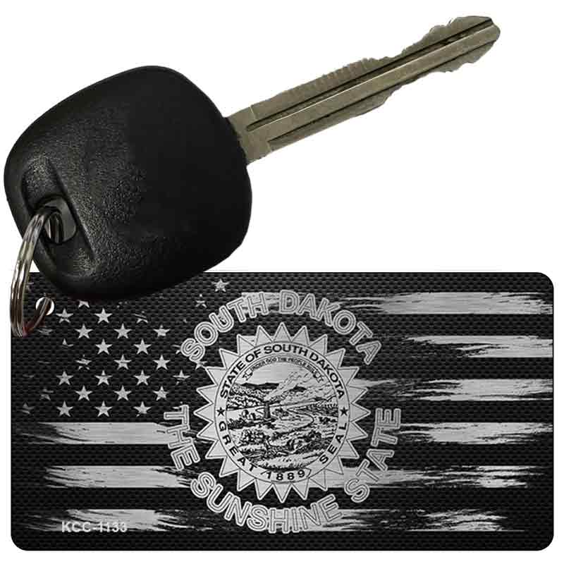 South Dakota Carbon Fiber Effect Novelty Metal Key Chain KCC-1133