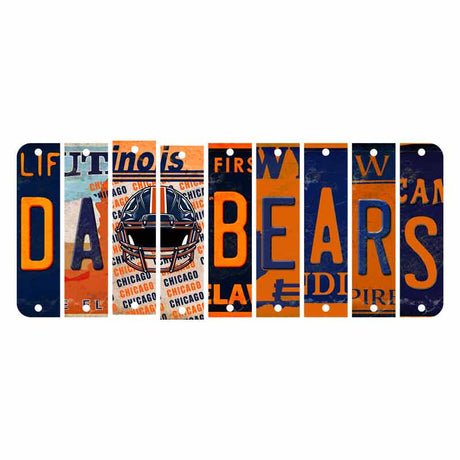 Da Bears Cut License Plate Strip Wood Sign WS-120 9 Strip Kit