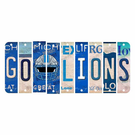 Go Lions Cut License Plate Strip Wood Sign WS-126 9 Strip Kit