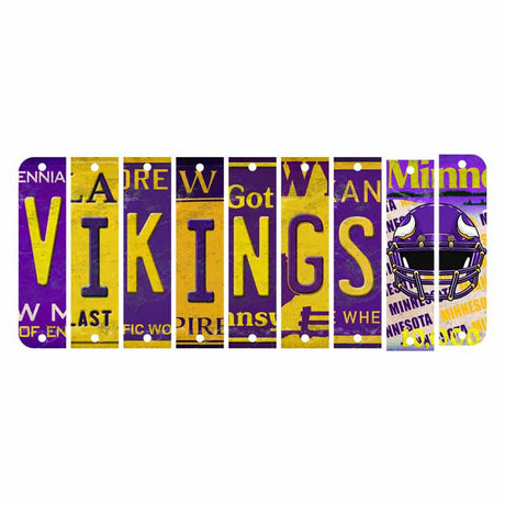 Vikings Cut License Plate Strip Wood Sign WS-129 9 Strip Kit