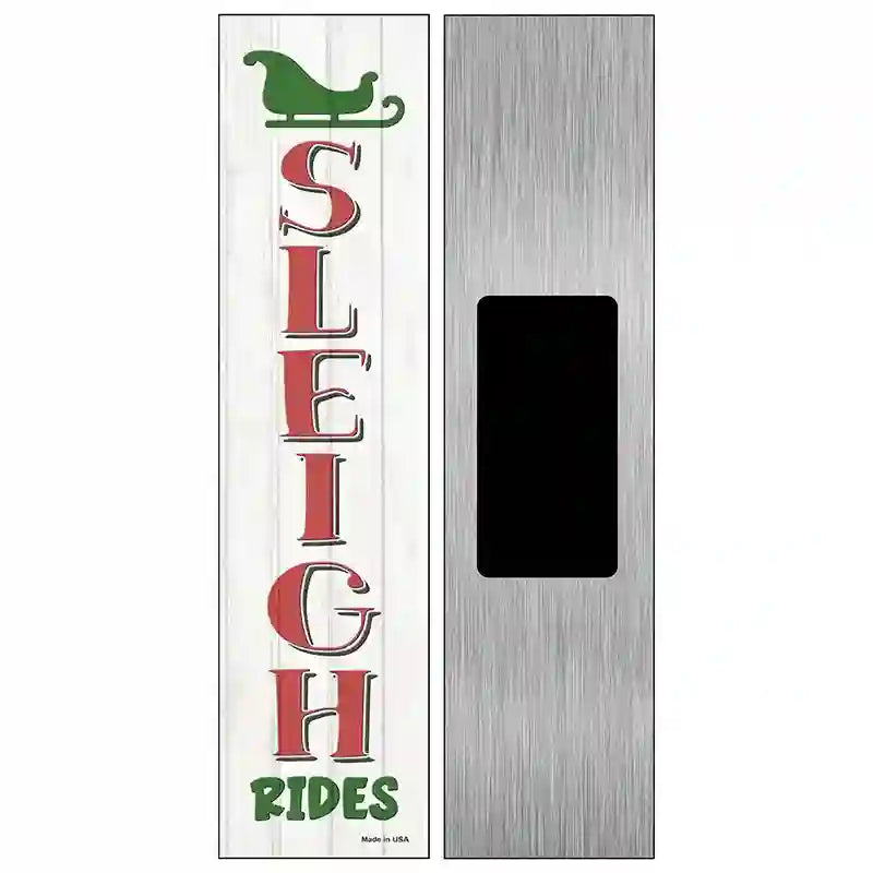 Sleigh Rides White Novelty Metal Street Sign 6" x 1.5" (KM)
