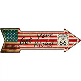 American Flag Get Your Kicks Novelty Metal Arrow Sign 23" x 7" (LA)