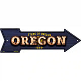 Oregon Bulb Lettering With State Flag Novelty Metal Arrow Sign 23" x 7" (LA)