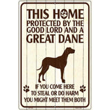 This Home Protected By A Great Dane Parking Sign Metal Novelty 12" x 18" (LGP)