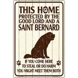 This Home Protected By A Saint Bernard Parking Sign Metal Novelty 12" x 18" (LGP)
