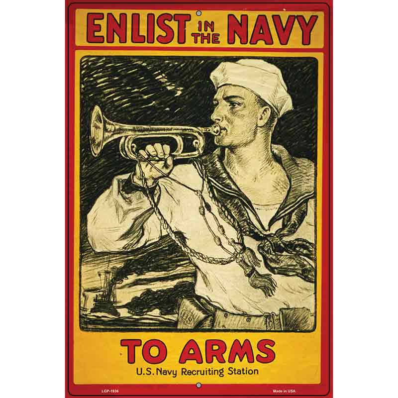 Enlist in the Navy Vintage Poster Parking Sign 12" x 18" Sign (LGP)