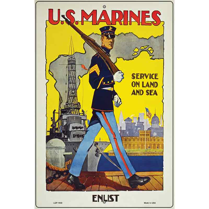 US Marines Vintage Poster Parking Sign 12" x 18" Sign (LGP)