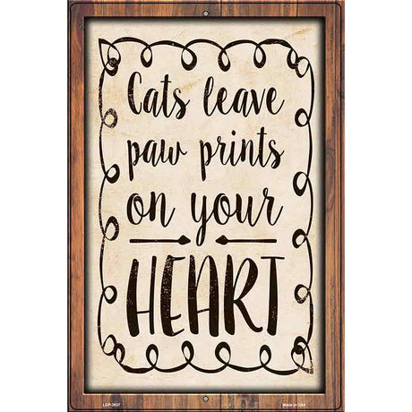 Paw Prints On Heart Novelty Metal Parking Sign 12" x 18" (LGP)