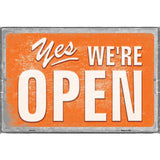 Yes Were Open Vintage Novelty Metal Parking Sign 12" x 18" Sign (LGP)