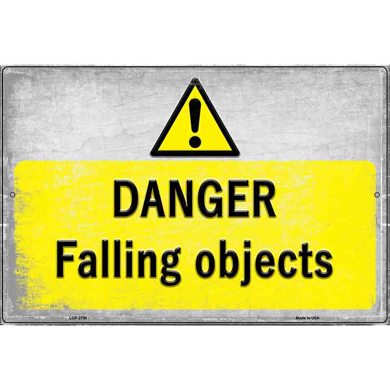 Danger Falling Objects Novelty Metal Parking Sign 12" x 18" (LGP)