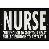 Cute Nurse, Restart Heart Novelty Metal Parking Sign 12" x 18" (LGP)
