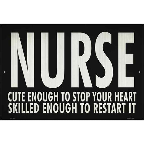 Cute Nurse, Restart Heart Novelty Metal Parking Sign 12" x 18" (LGP)