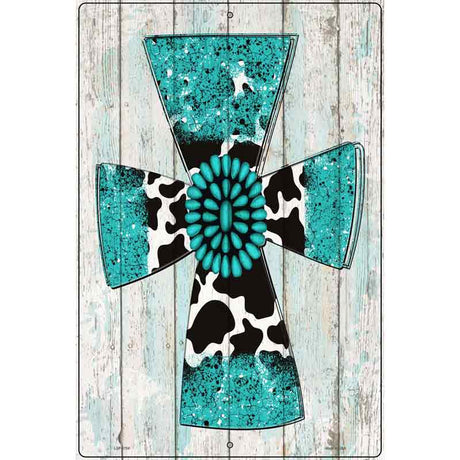 Turquoise Cross Novelty Metal Parking Sign 12" x 18" Sign (LGP)