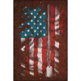 American Flag With Dog Tags Novelty Metal Parking Sign 12" x 18" Sign (LGP)