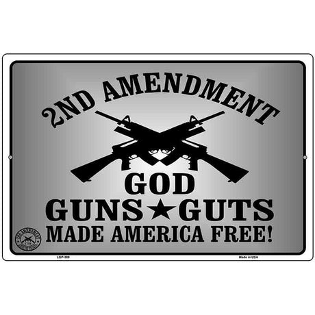God Guns Guts Metal Novelty Parking Sign 12" x 18" (LGP)