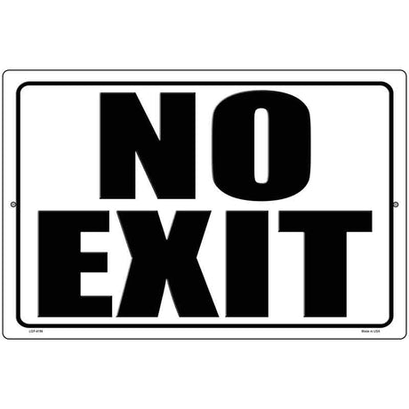No Exit White Novelty Metal Parking Sign 12" x 18" Sign (LGP)