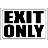 Exit Only White Novelty Metal Parking Sign 12" x 18" Sign (LGP)