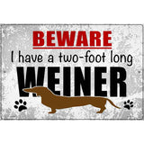 Two Foot Long Weiner Novelty Metal Parking Sign 12" x 18" (LGP)