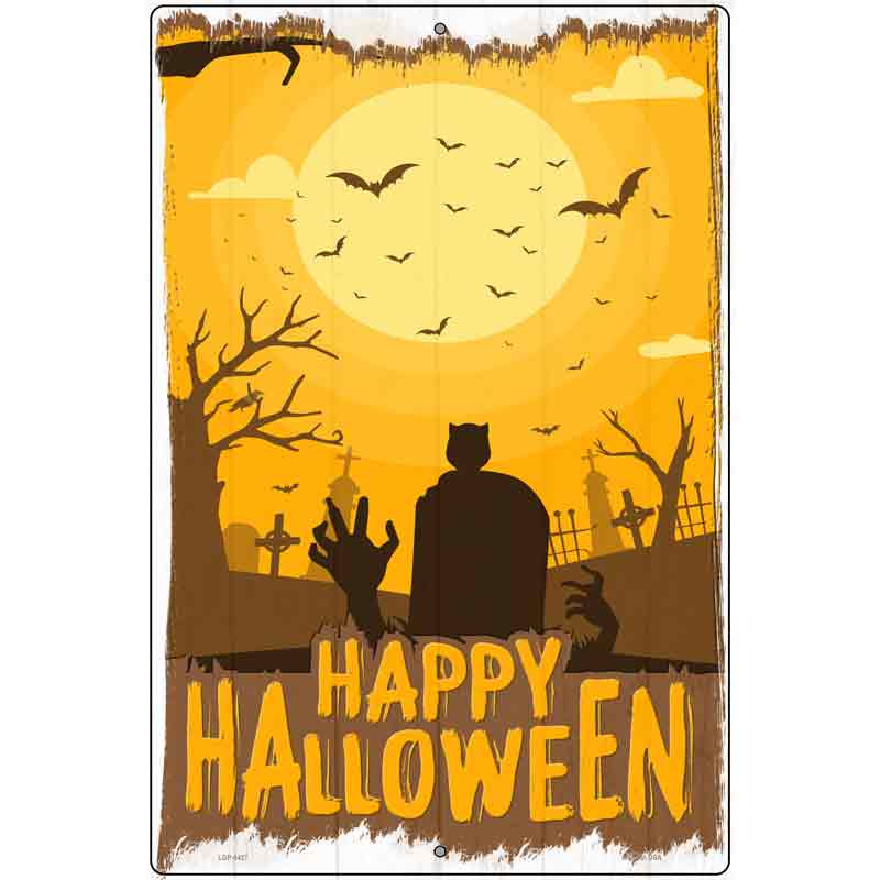 Happy Halloween Graveyard Novelty Metal Parking Sign 12" x 18" Sign (LGP)