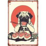 Pug Eating Sushi Metal Novelty Large Parking Sign LGP-4479