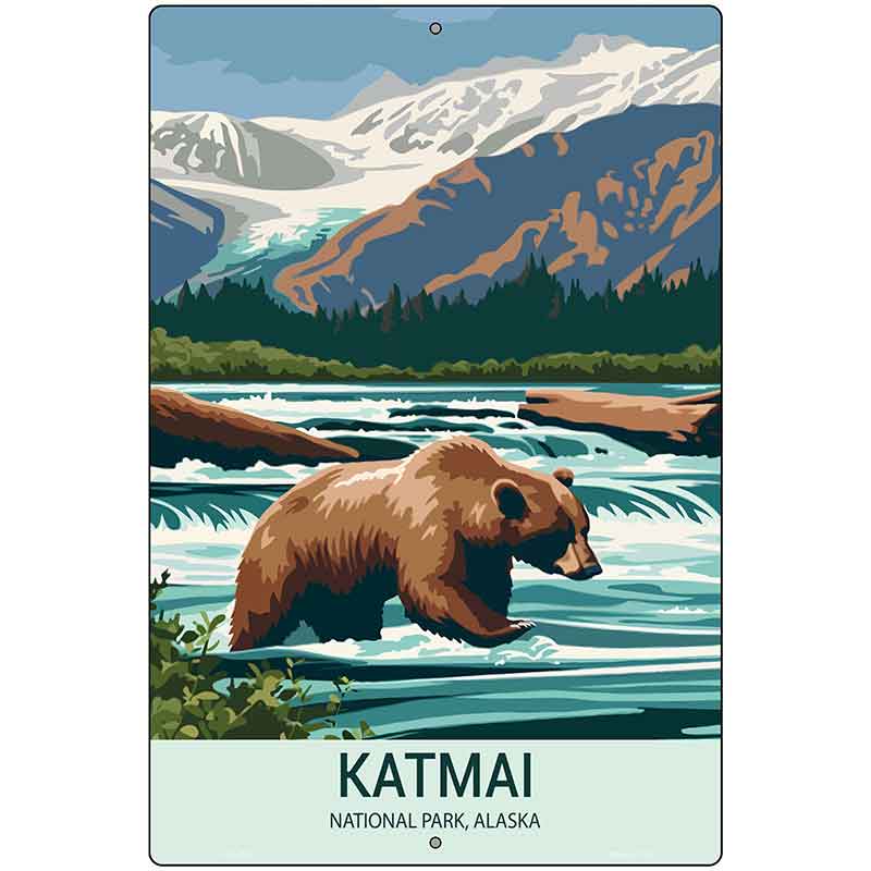 Katmai Alaska Metal Novelty Parking Sign P-4518