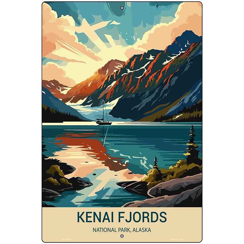 Kenai Fjords Alaska Metal Novelty Parking Sign P-4519