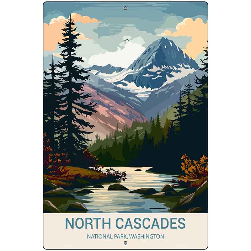 North Cascades Washington Metal Novelty Parking Sign P-4528