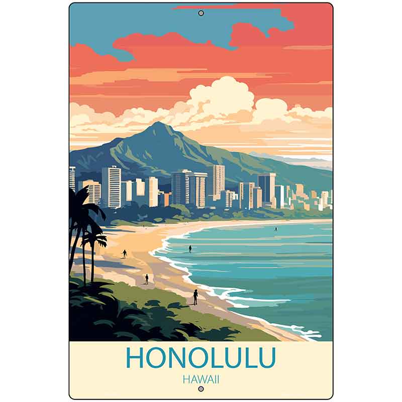 Honolulu Hawaii Metal Novelty Parking Sign P-4578