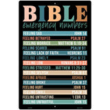 Bible Emergency Numbers Metal Novelty Parking Sign P-4599
