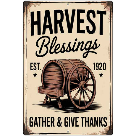 Harvest Blessings Metal Novelty Parking Sign P-4607