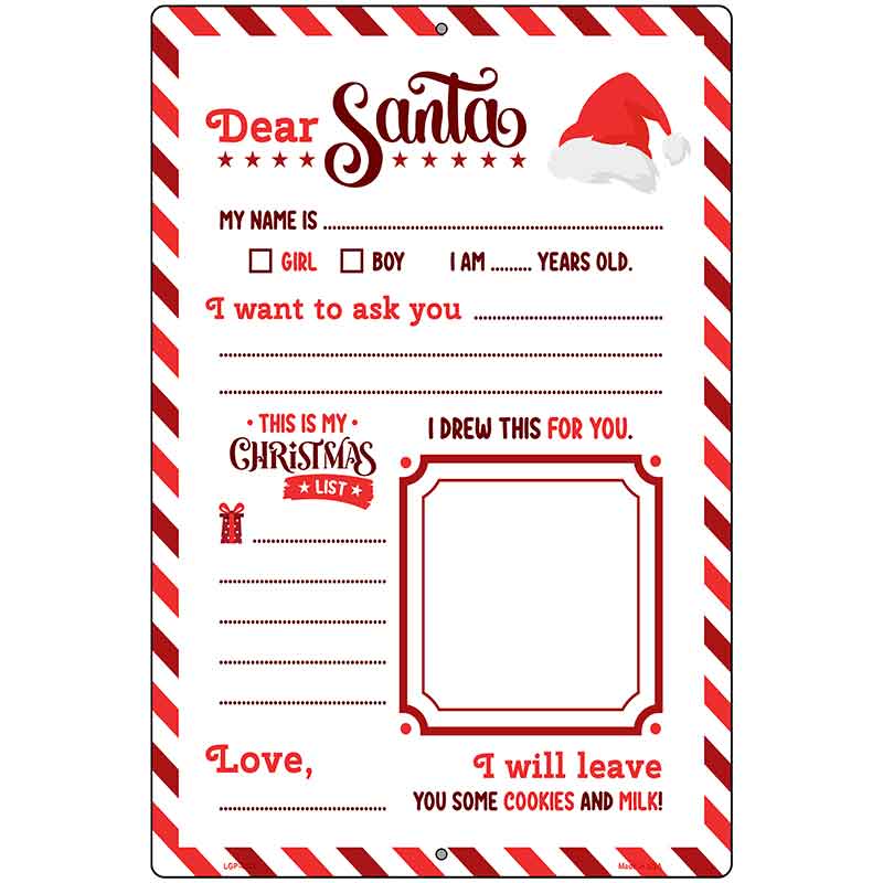 Dear Santa Metal Novelty Parking Sign P-4616