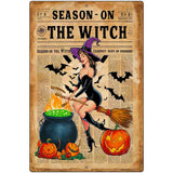 Season On The Witch Metal Novelty Parking Sign P-4626