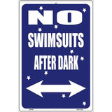 No Swimsuits After Dark Metal Novelty Parking Sign 12" x 18" (LGP)