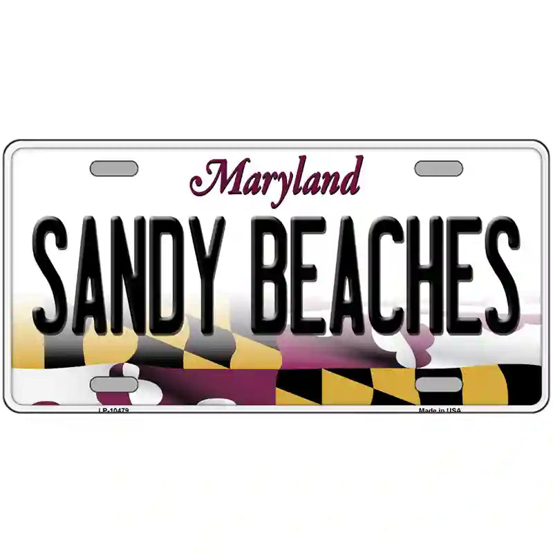 Sandy Beaches Maryland Metal Novelty License Plate 24" x 12" (LLP)