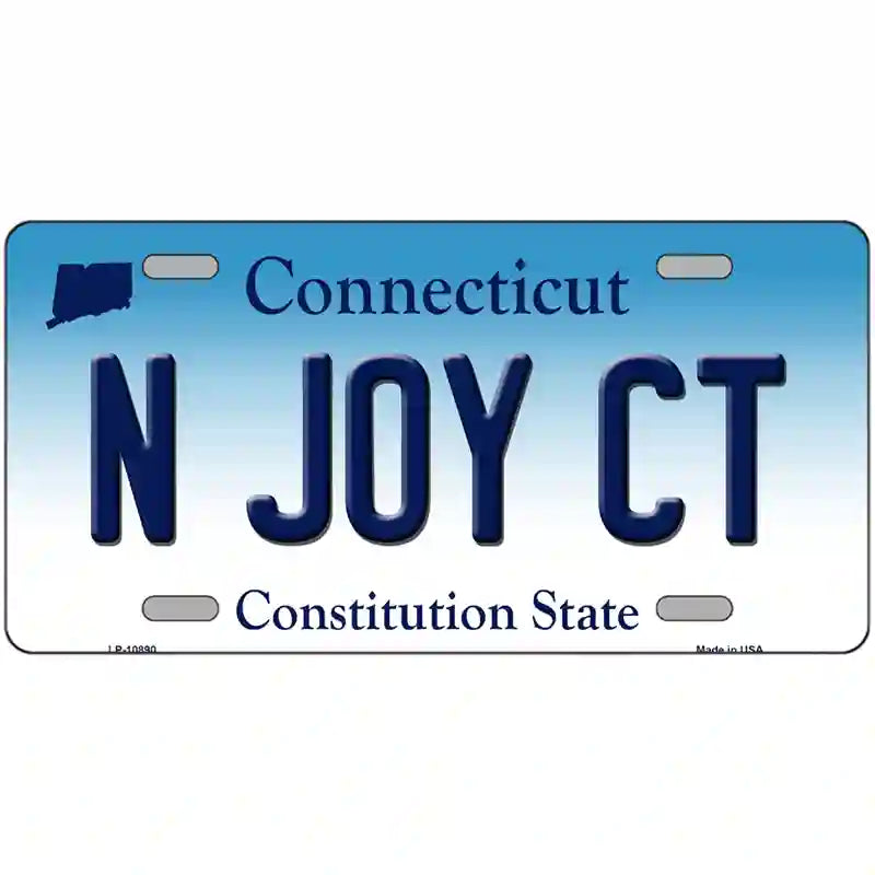N Joy CT Connecticut Metal Novelty License Plate 24" x 12" (LLP)