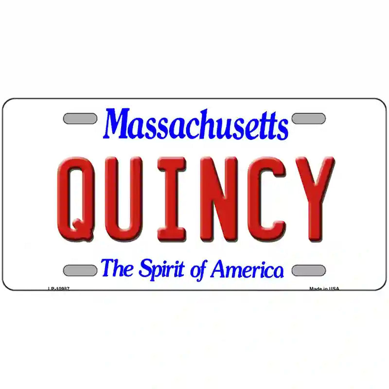 Quincy Massachusetts Metal Novelty License Plate 24" x 12" (LLP)