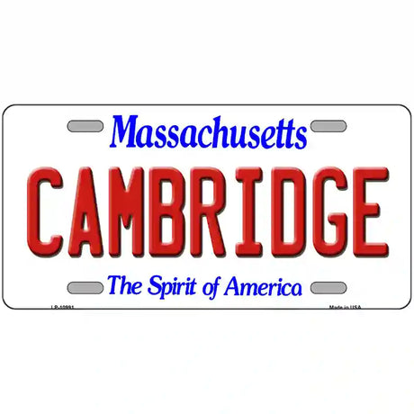 Cambridge Massachusetts Metal Novelty License Plate 24" x 12" (LLP)