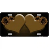 Hearts Over Roses In Brown Novelty License Plate 24" x 12" (LLP)