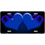 Hearts Over Roses In Blue Novelty License Plate 24" x 12" (LLP)